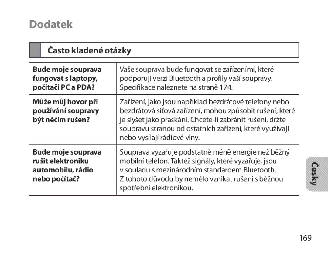 Samsung BHM3700EDECXEF, BHM3700EDEGXEF, BHM3700EDECXEH, BHM3700EDEGXEH, BHM3700EDRCSER manual Často kladené otázky, 169 