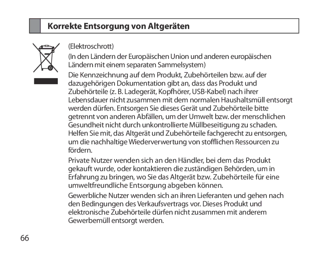 Samsung BHM3700EDEGXEH, BHM3700EDEGXEF, BHM3700EDECXEF, BHM3700EDECXEH, BHM3700EDRCSER Korrekte Entsorgung von Altgeräten 