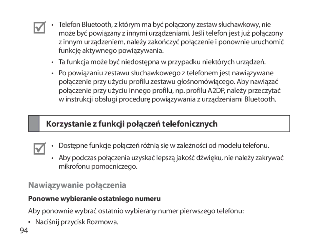 Samsung BHM3700EDECXEF, BHM3700EDEGXEF manual Korzystanie z funkcji połączeń telefonicznych, Nawiązywanie połączenia 