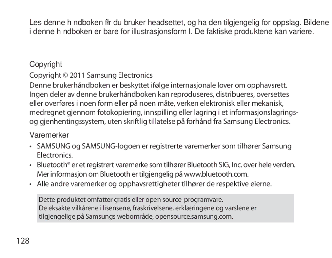 Samsung BHM3700EDEGXEF, BHM3700EDECXEF, BHM3700EDECXEH, BHM3700EDEGXEH, BHM3700EDRCSER manual 128, Varemerker 