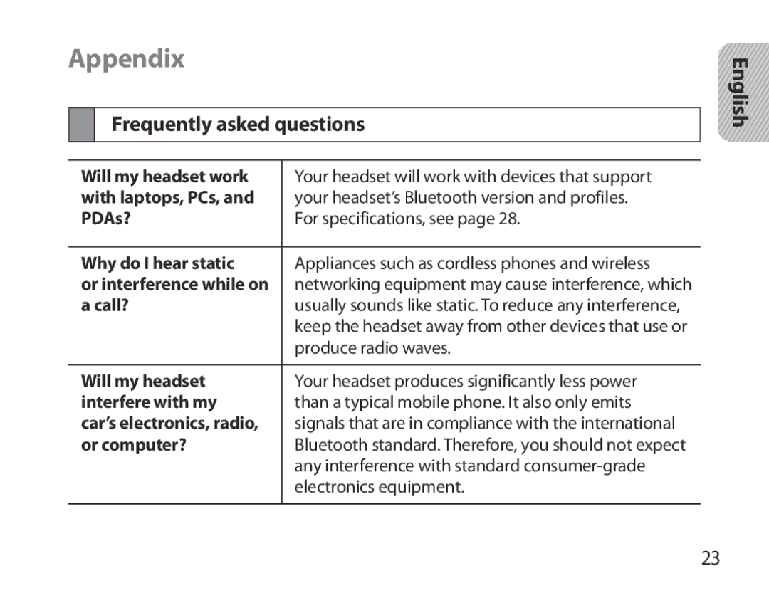 Samsung BHM3700EDEGXEF, BHM3700EDECXEF, BHM3700EDECXEH, BHM3700EDEGXEH, BHM3700EDRCSER Appendix, Frequently asked questions 