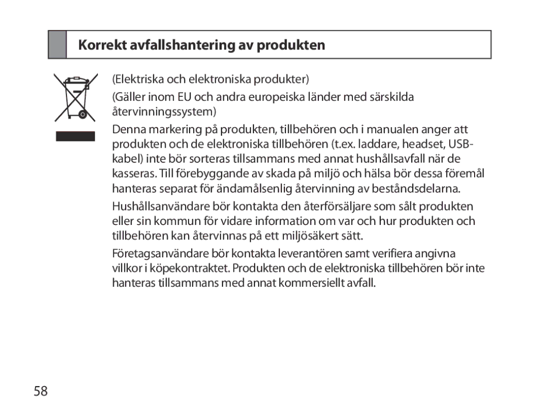 Samsung BHM3700EDEGXEF, BHM3700EDECXEF, BHM3700EDECXEH, BHM3700EDEGXEH, BHM3700EDRCSER Korrekt avfallshantering av produkten 