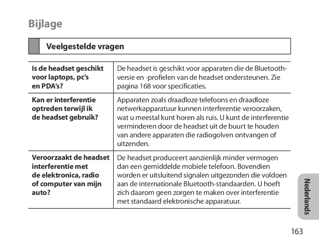 Samsung BHM3700EDEGXEF, BHM3700EDECXEF, BHM3700EDECXEH, BHM3700EDEGXEH, BHM3700EDRCSER manual Bijlage, Veelgestelde vragen, 163 