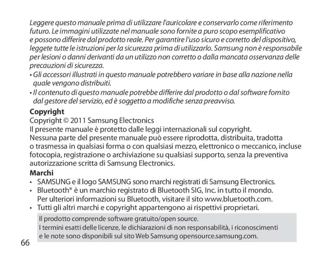 Samsung BHM3700EDEGXEH, BHM3700EDEGXEF, BHM3700EDECXEF manual Marchi, Il prodotto comprende software gratuito/open source 