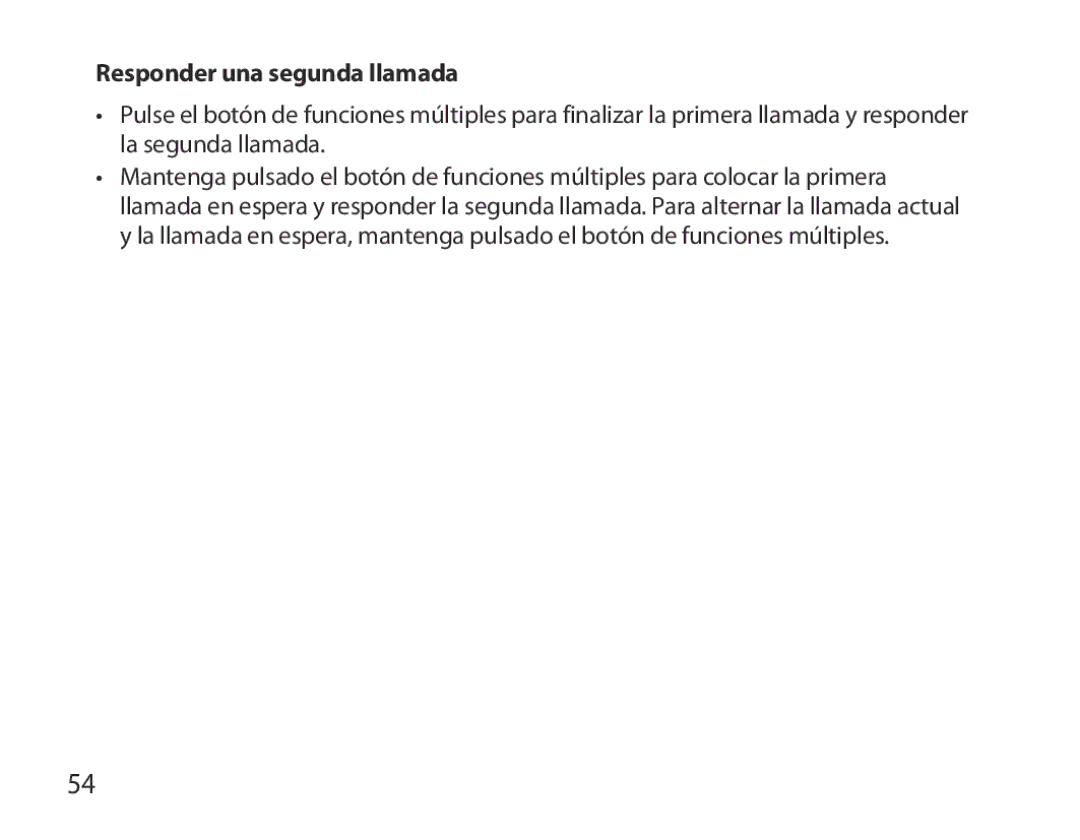 Samsung BHM3700EDECXEF, BHM3700EDEGXEF, BHM3700EDECXEH, BHM3700EDEGXEH, BHM3700EDRCSER manual Responder una segunda llamada 