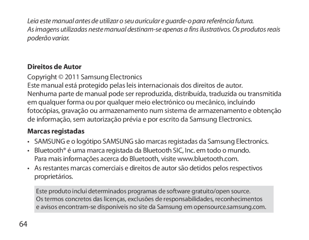 Samsung BHM3700EDECXEF, BHM3700EDEGXEF, BHM3700EDECXEH, BHM3700EDEGXEH, BHM3700EDRCSER Direitos de Autor, Marcas registadas 