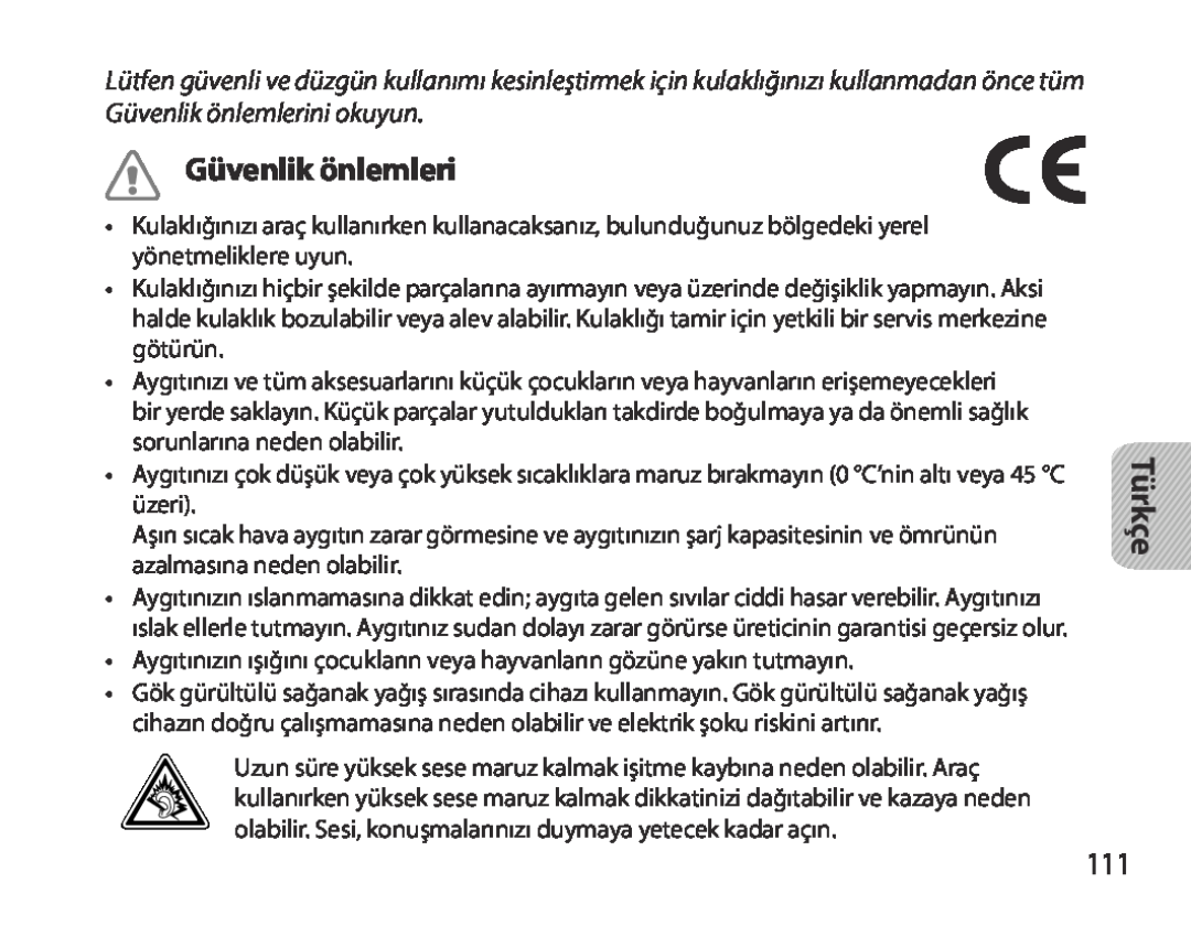 Samsung BHM3700EDEGXEH, BHM3700EDEGXEF, BHM3700EDECXEF, BHM3700EDECXEH, BHM3700EDRCSER manual Güvenlik önlemleri, Türkçe 