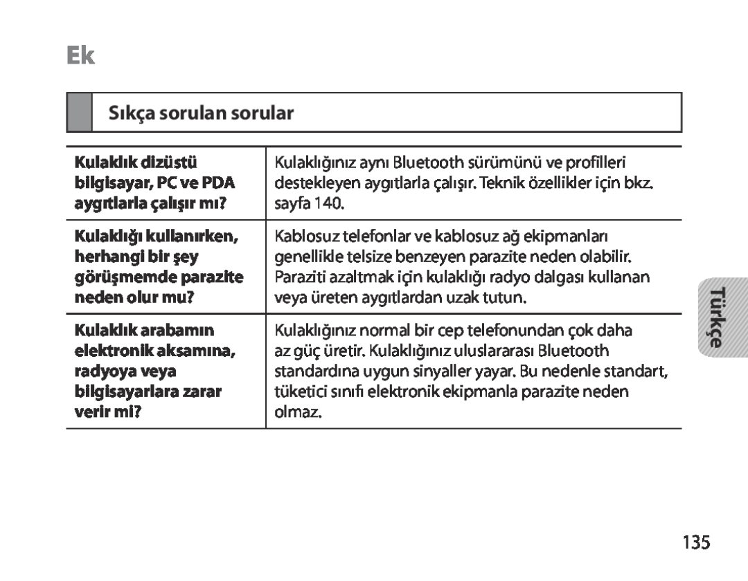 Samsung BHM3700EDECXEH, BHM3700EDEGXEF, BHM3700EDECXEF, BHM3700EDEGXEH, BHM3700EDRCSER manual Sıkça sorulan sorular, Türkçe 