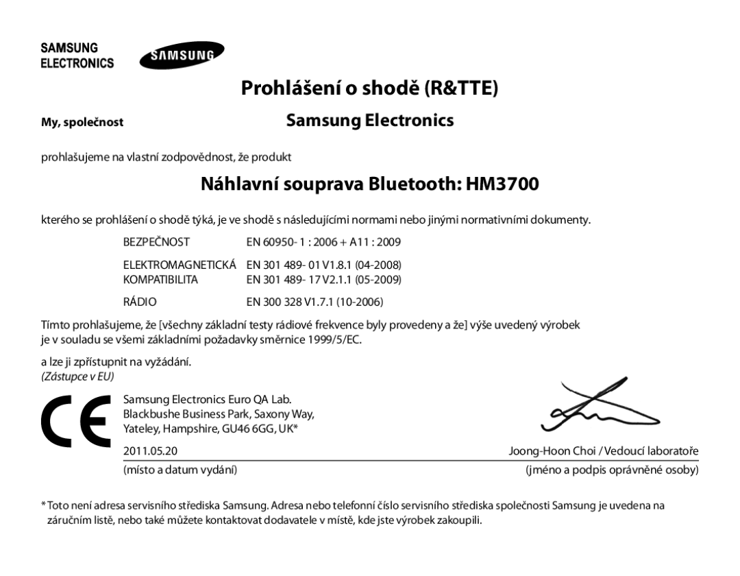 Samsung BHM3700EDECXEH, BHM3700EDEGXEF, BHM3700EDECXEF, BHM3700EDEGXEH Náhlavní souprava Bluetooth HM3700, My, společnost 