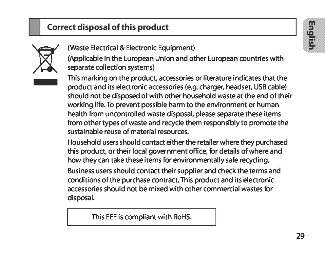 Samsung BHM3700EDECXEF, BHM3700EDEGXEF, BHM3700EDECXEH, BHM3700EDEGXEH manual Correct disposal of this product, English 