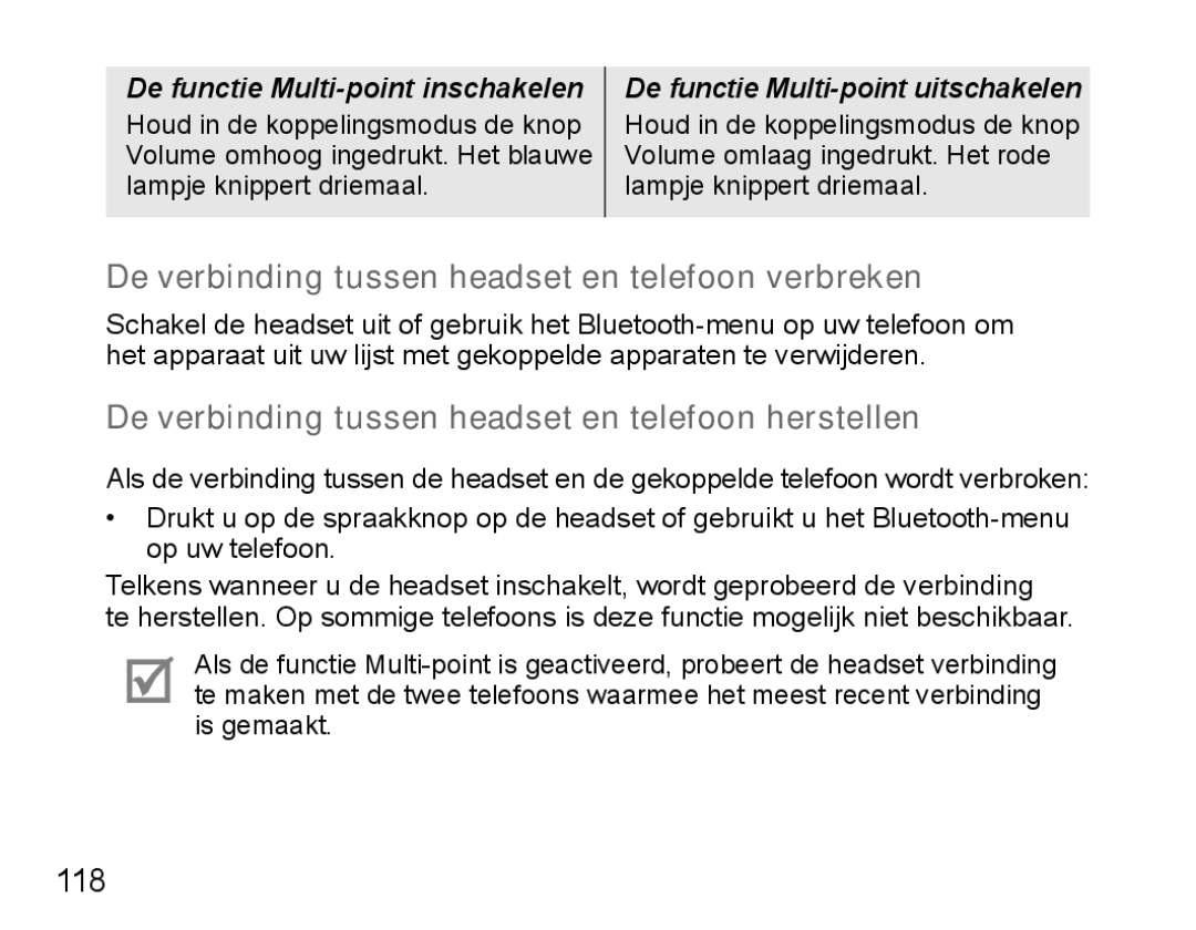 Samsung BHM5000EBECXEF, BHM5000EBECFOP, BHM5000EBECXEE, BHM5000EBECXEH De verbinding tussen headset en telefoon verbreken 