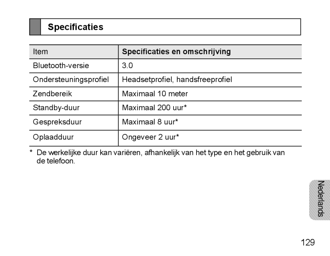 Samsung BHM5000EBECFOP, BHM5000EBECXEF, BHM5000EBECXEE, BHM5000EBECXEH, BHM5000EBRCSER manual Specificaties en omschrijving 