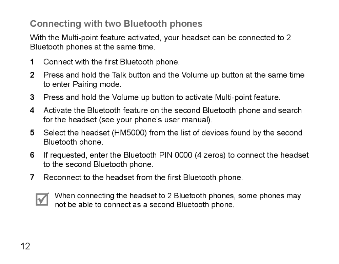 Samsung BHM5000EBRCSER, BHM5000EBECXEF, BHM5000EBECFOP, BHM5000EBECXEE, BHM5000EBECXEH Connecting with two Bluetooth phones 