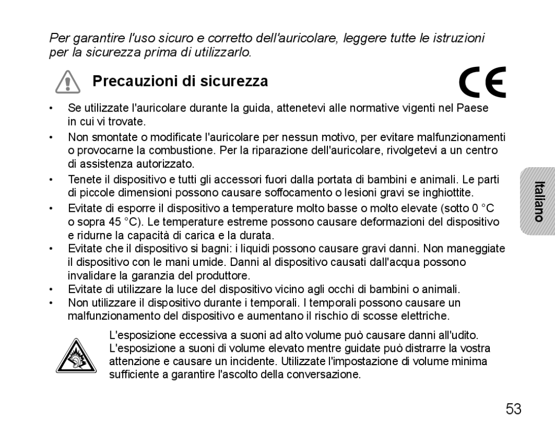 Samsung BHM5000EBECXEF, BHM5000EBECFOP, BHM5000EBECXEE, BHM5000EBECXEH, BHM5000EBRCSER manual Precauzioni di sicurezza 