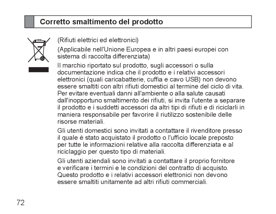 Samsung BHM5000EBRCSER, BHM5000EBECXEF, BHM5000EBECFOP, BHM5000EBECXEE, BHM5000EBECXEH manual Corretto smaltimento del prodotto 