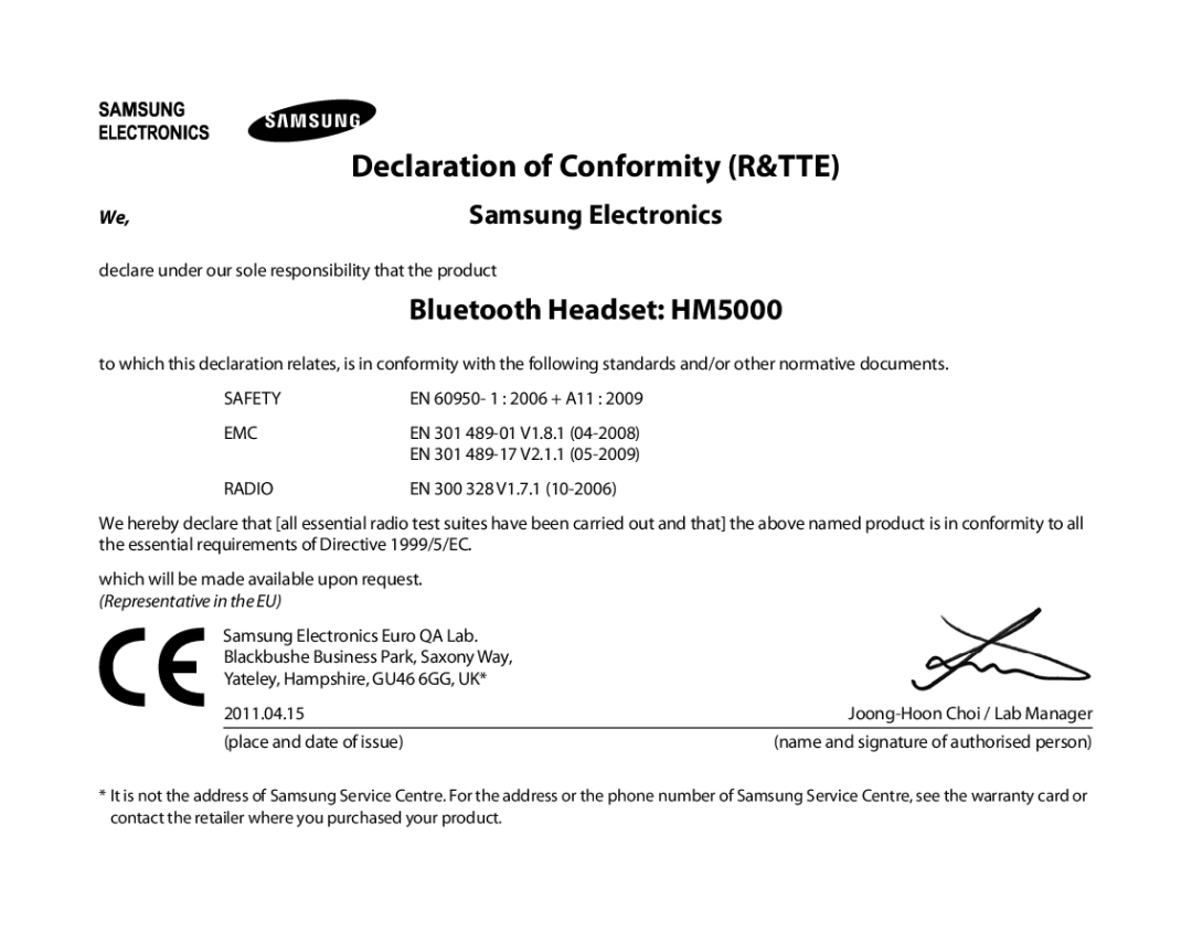 Samsung BHM5000EBECFOP, BHM5000EBECXEF, BHM5000EBECXEE, BHM5000EBECXEH, BHM5000EBRCSER manual Bluetooth Headset HM5000, Radio 