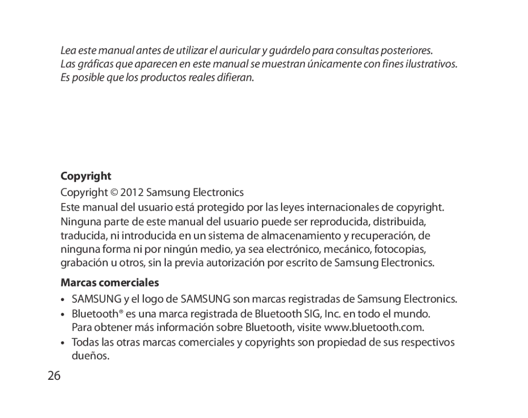 Samsung BHM5000EBECXEH, BHM5000EBECXEF, BHM5000EBECFOP, BHM5000EBECXEE, BHM5000EBRCSER manual Copyright, Marcas comerciales 