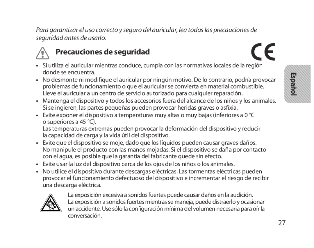 Samsung BHM5000EBRCSER, BHM5000EBECXEF, BHM5000EBECFOP, BHM5000EBECXEE, BHM5000EBECXEH manual Precauciones de seguridad 