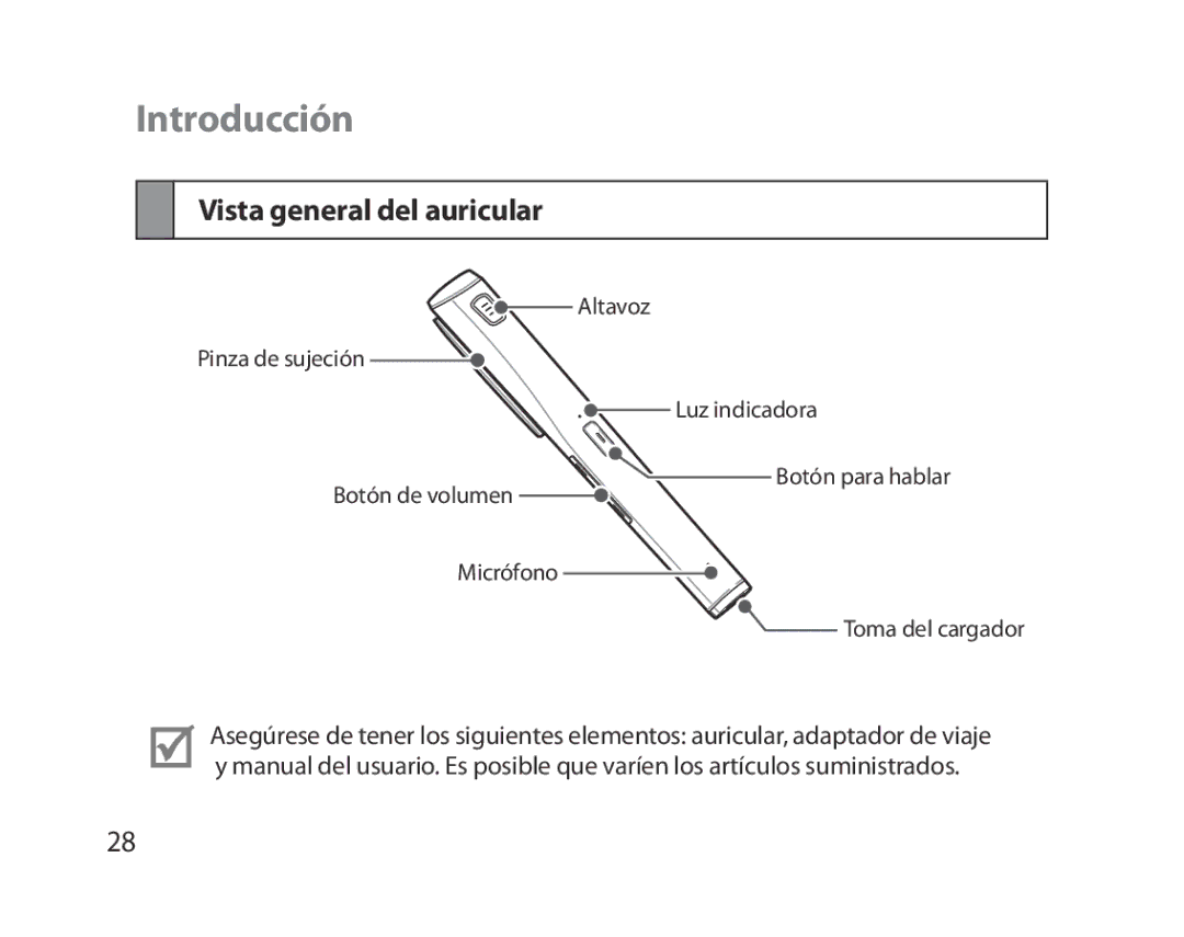 Samsung BHM5000EBECXEF, BHM5000EBECFOP, BHM5000EBECXEE, BHM5000EBECXEH manual Introducción, Vista general del auricular 