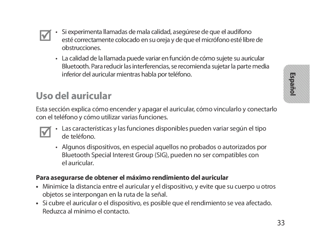 Samsung BHM5000EBECXEF, BHM5000EBECFOP, BHM5000EBECXEE, BHM5000EBECXEH, BHM5000EBRCSER manual Uso del auricular 