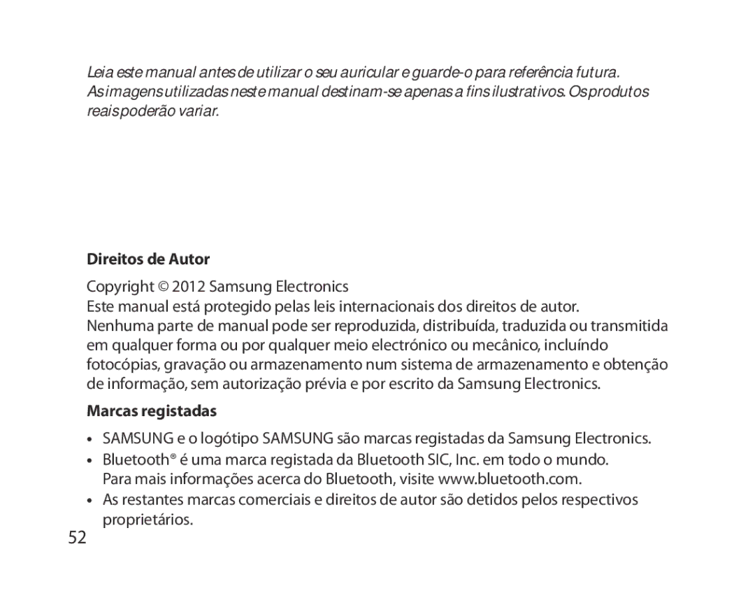 Samsung BHM5000EBRCSER, BHM5000EBECXEF, BHM5000EBECFOP, BHM5000EBECXEE, BHM5000EBECXEH Direitos de Autor, Marcas registadas 