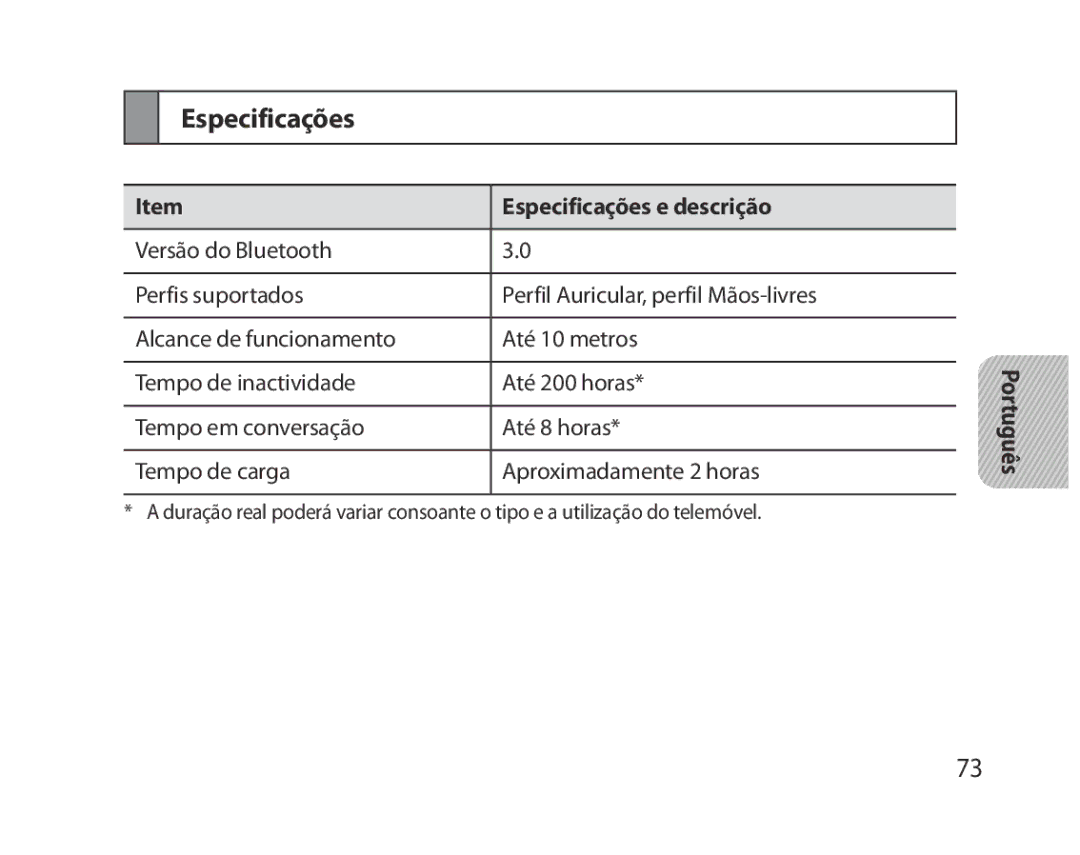 Samsung BHM5000EBECXEF, BHM5000EBECFOP, BHM5000EBECXEE, BHM5000EBECXEH, BHM5000EBRCSER manual Especificações e descrição 