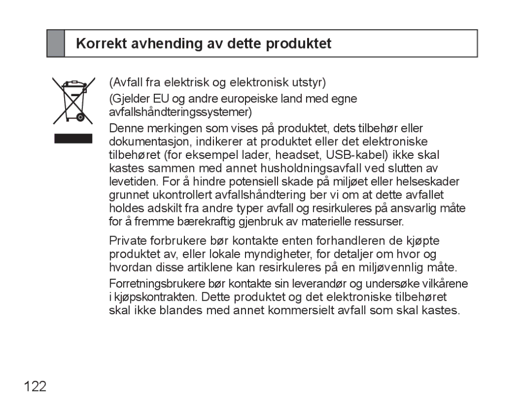 Samsung BHM5000EBRCSER, BHM5000EBECXEF, BHM5000EBECFOP, BHM5000EBECXEE, BHM5000EBECXEH Korrekt avhending av dette produktet 