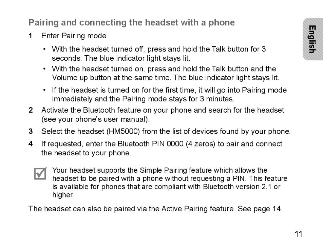 Samsung BHM5000EBECXEH, BHM5000EBECXEF, BHM5000EBECFOP, BHM5000EBECXEE manual Pairing and connecting the headset with a phone 