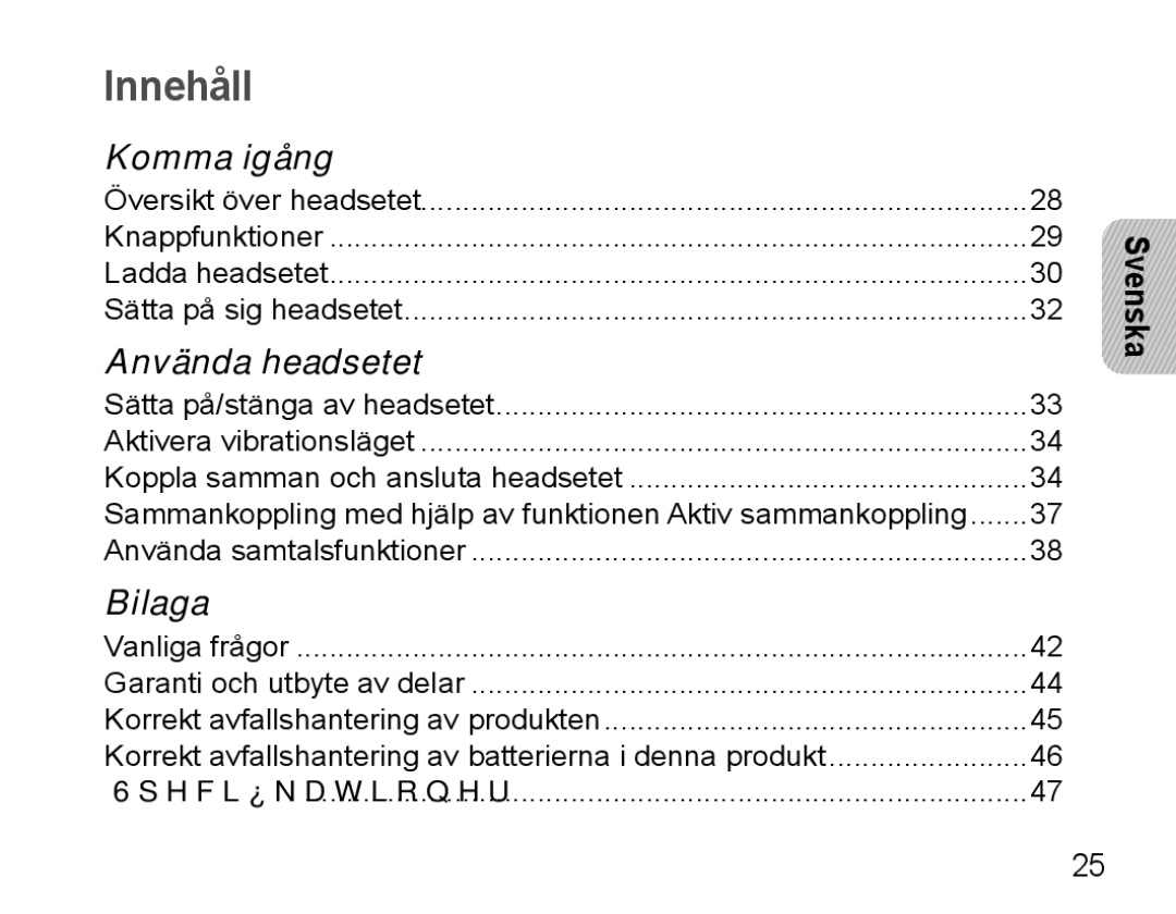 Samsung BHM5000EBECXEE, BHM5000EBECXEF, BHM5000EBECFOP, BHM5000EBECXEH, BHM5000EBRCSER manual Innehåll, Svenska 