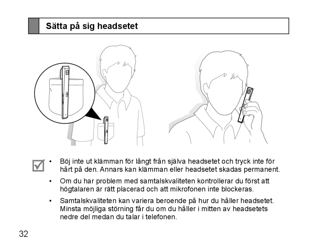 Samsung BHM5000EBRCSER, BHM5000EBECXEF, BHM5000EBECFOP, BHM5000EBECXEE, BHM5000EBECXEH manual Sätta på sig headsetet 