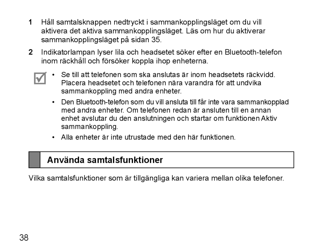 Samsung BHM5000EBECXEF, BHM5000EBECFOP, BHM5000EBECXEE, BHM5000EBECXEH, BHM5000EBRCSER manual Använda samtalsfunktioner 