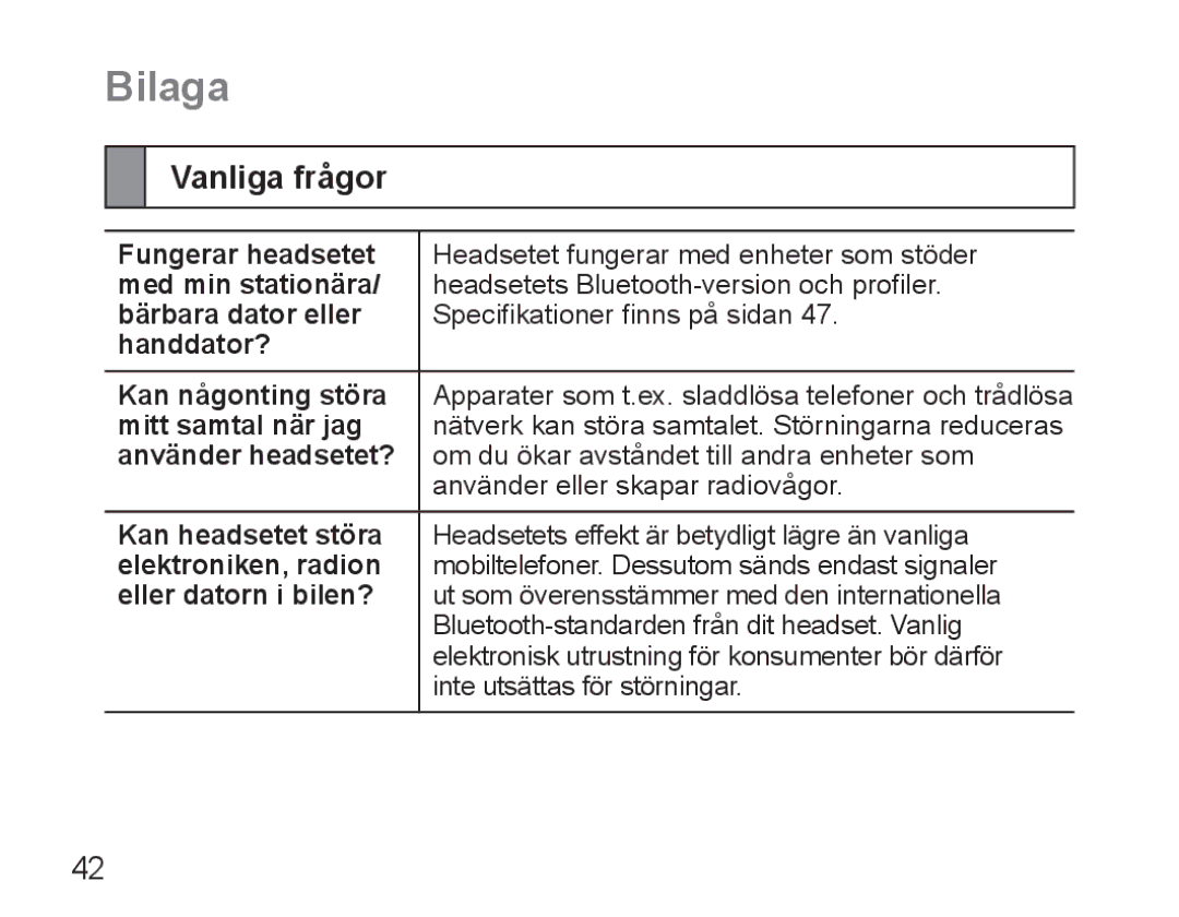 Samsung BHM5000EBRCSER, BHM5000EBECXEF, BHM5000EBECFOP, BHM5000EBECXEE, BHM5000EBECXEH manual Bilaga, Vanliga frågor 