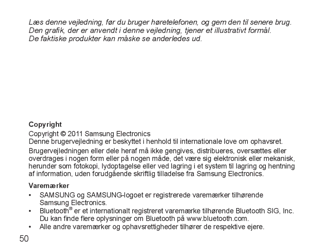 Samsung BHM5000EBECXEE, BHM5000EBECXEF, BHM5000EBECFOP, BHM5000EBECXEH, BHM5000EBRCSER manual Varemærker 