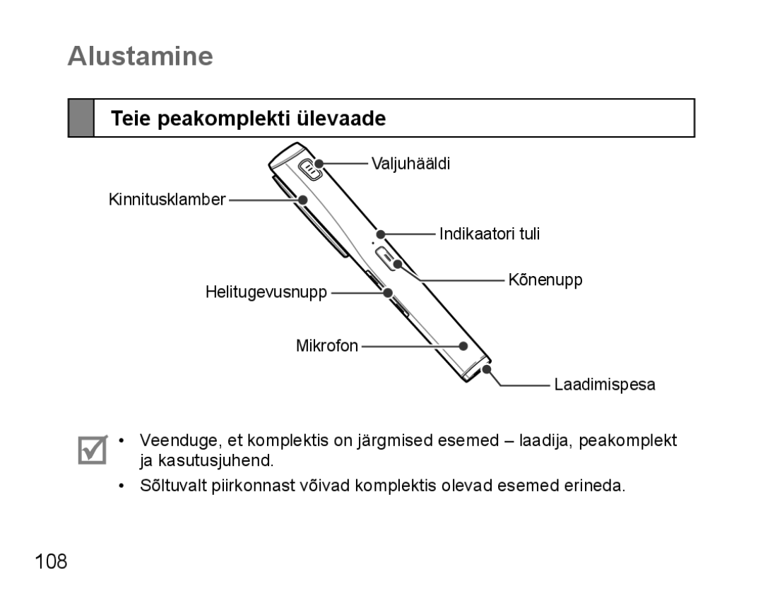 Samsung BHM5000EBRCSER manual Alustamine, Teie peakomplekti ülevaade 