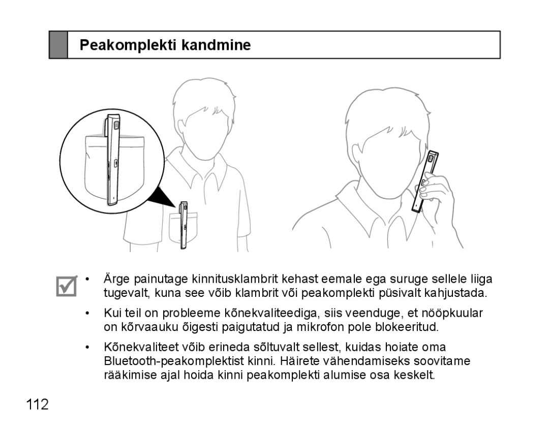 Samsung BHM5000EBRCSER manual Peakomplekti kandmine 