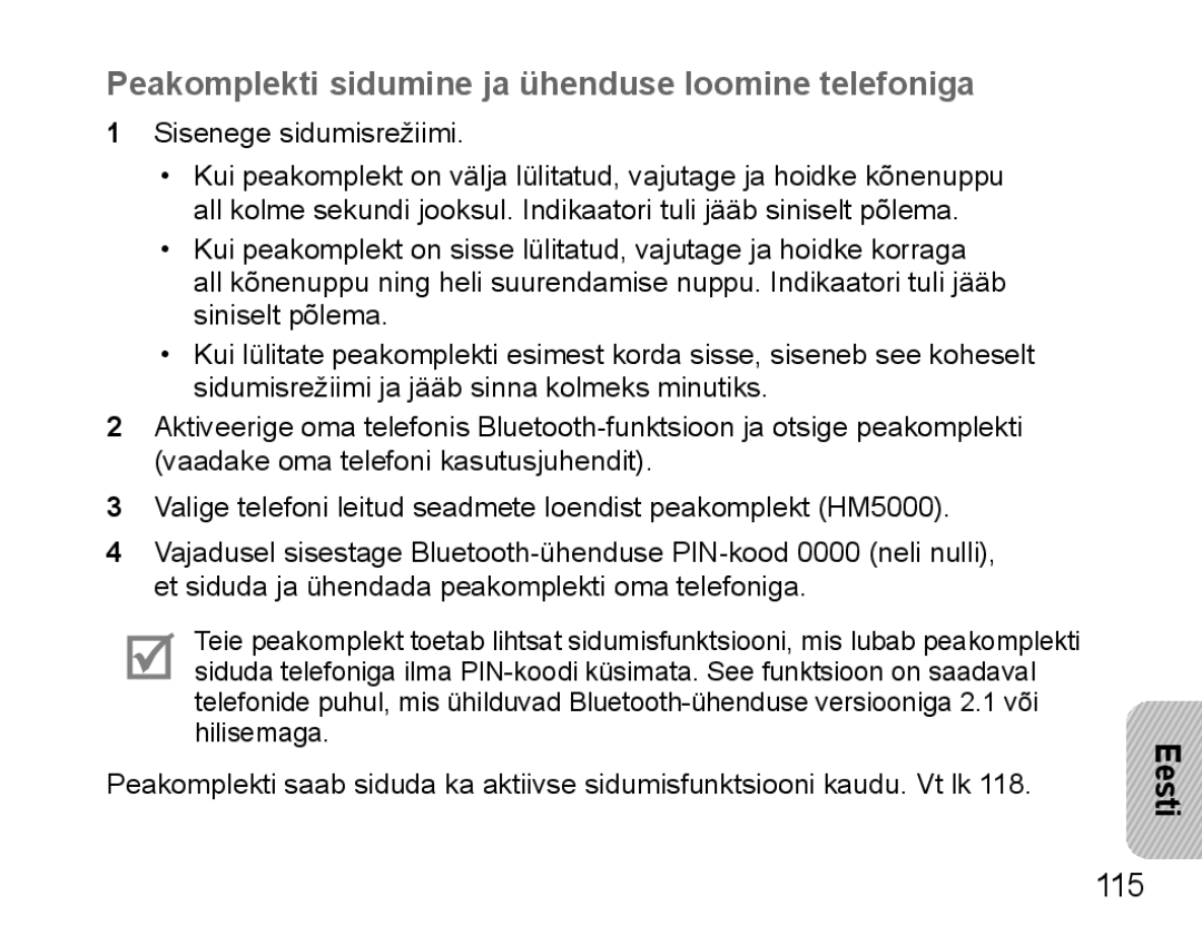 Samsung BHM5000EBRCSER manual Peakomplekti sidumine ja ühenduse loomine telefoniga 