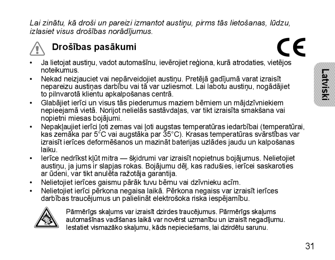 Samsung BHM5000EBRCSER manual Drošības pasākumi 