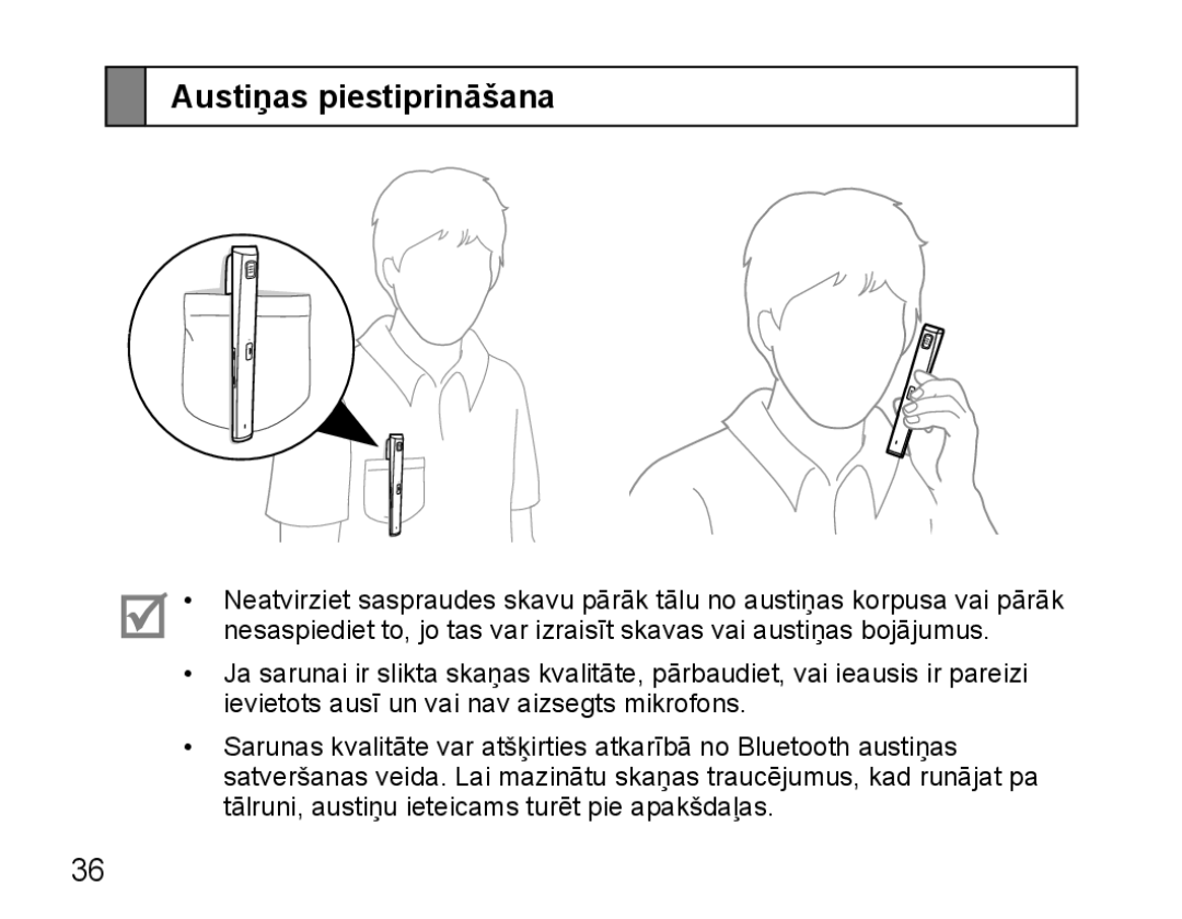 Samsung BHM5000EBRCSER manual Austiņas piestiprināšana 