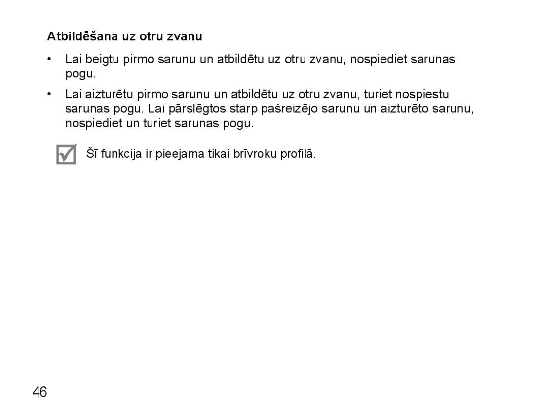 Samsung BHM5000EBRCSER manual Atbildēšana uz otru zvanu 