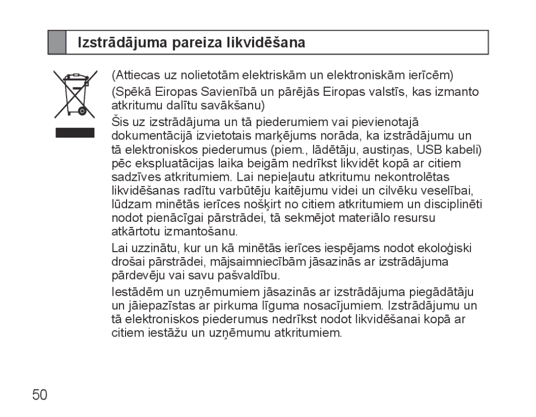 Samsung BHM5000EBRCSER manual Izstrādājuma pareiza likvidēšana 