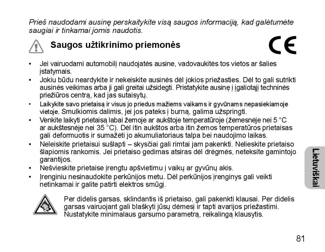 Samsung BHM5000EBRCSER manual Saugos užtikrinimo priemonės 