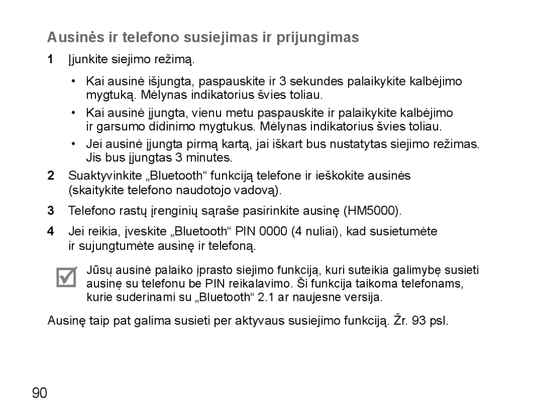 Samsung BHM5000EBRCSER manual Ausinės ir telefono susiejimas ir prijungimas 