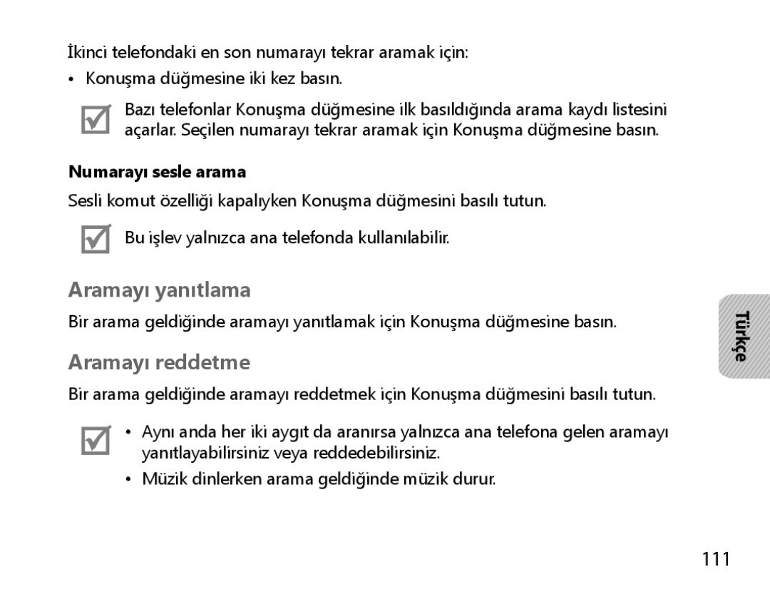 Samsung BHM6000EDECXEH manual 111, Numarayı sesle arama 