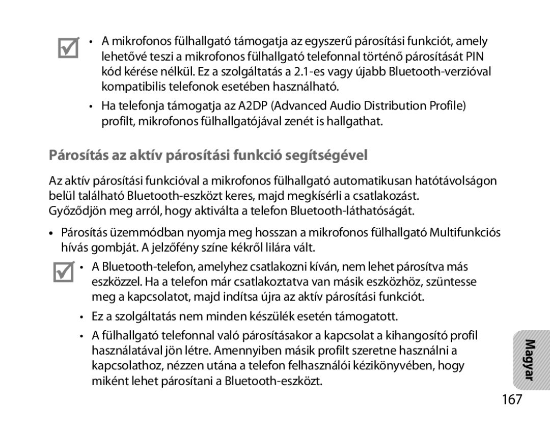 Samsung BHM6000EDECXEH manual Párosítás az aktív párosítási funkció segítségével, 167 