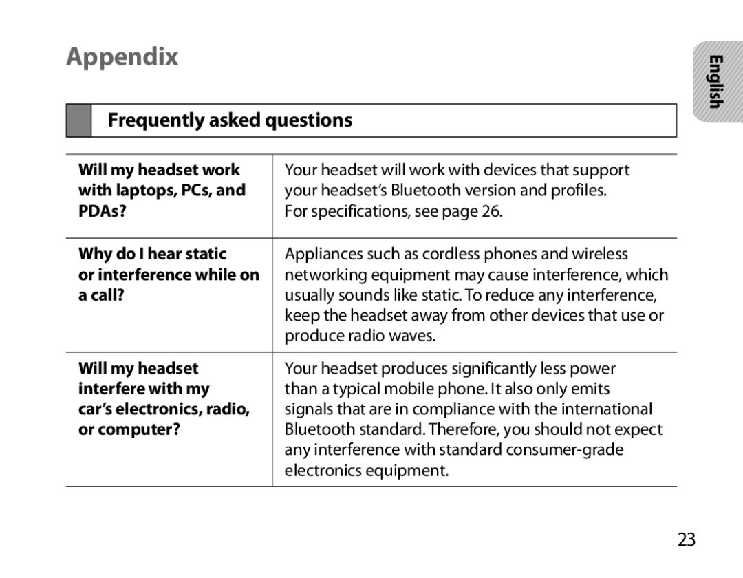 Samsung BHM6000EDECXEH manual Appendix, Frequently asked questions 