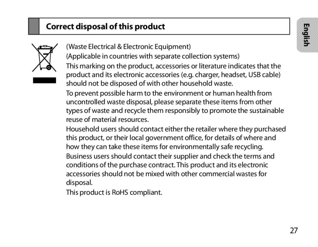 Samsung BHM6000EDECXEH manual Correct disposal of this product 