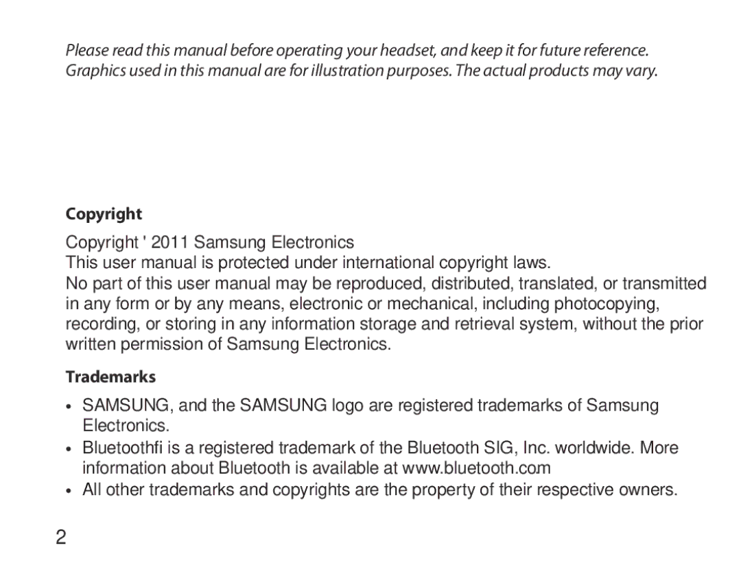 Samsung BHM6000EDECXEH manual Copyright, Trademarks 