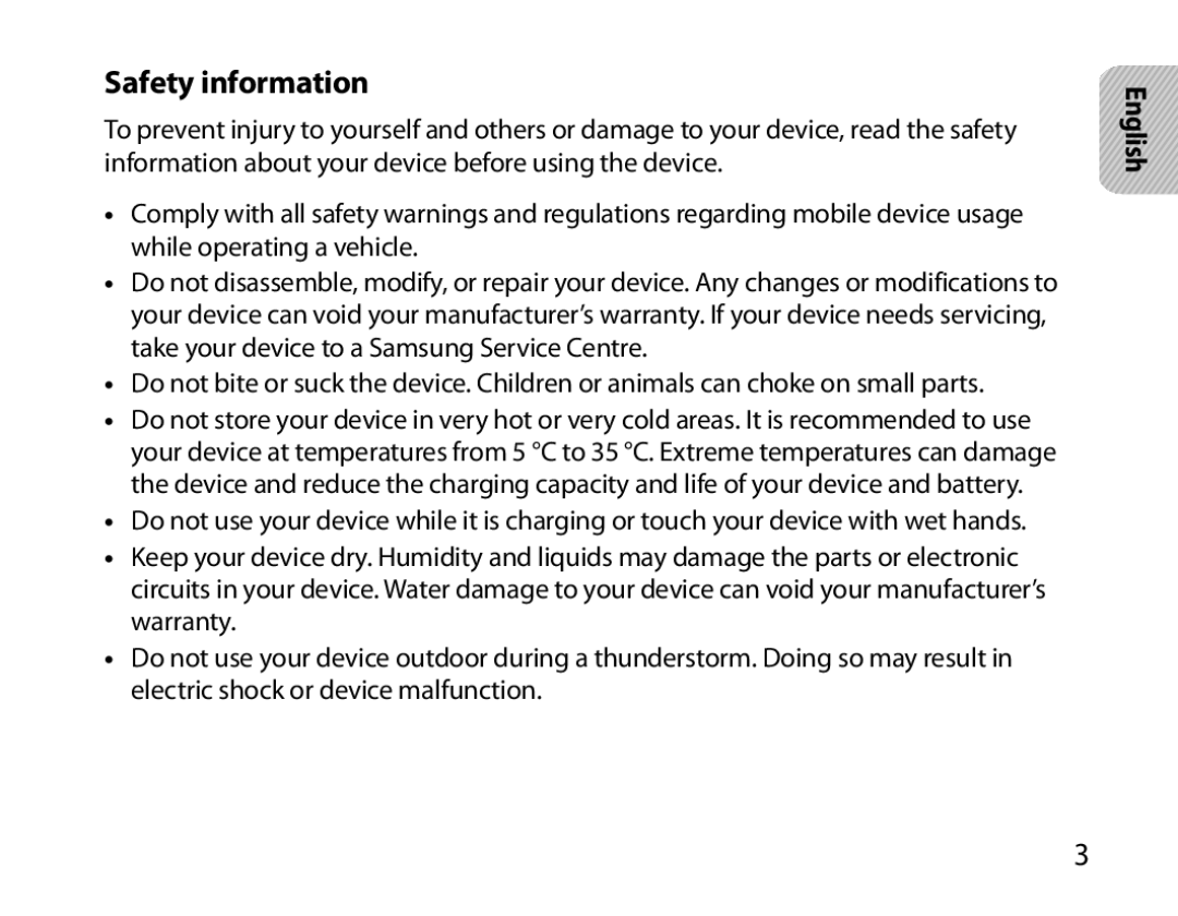 Samsung BHM6000EDECXEH manual Safety information 