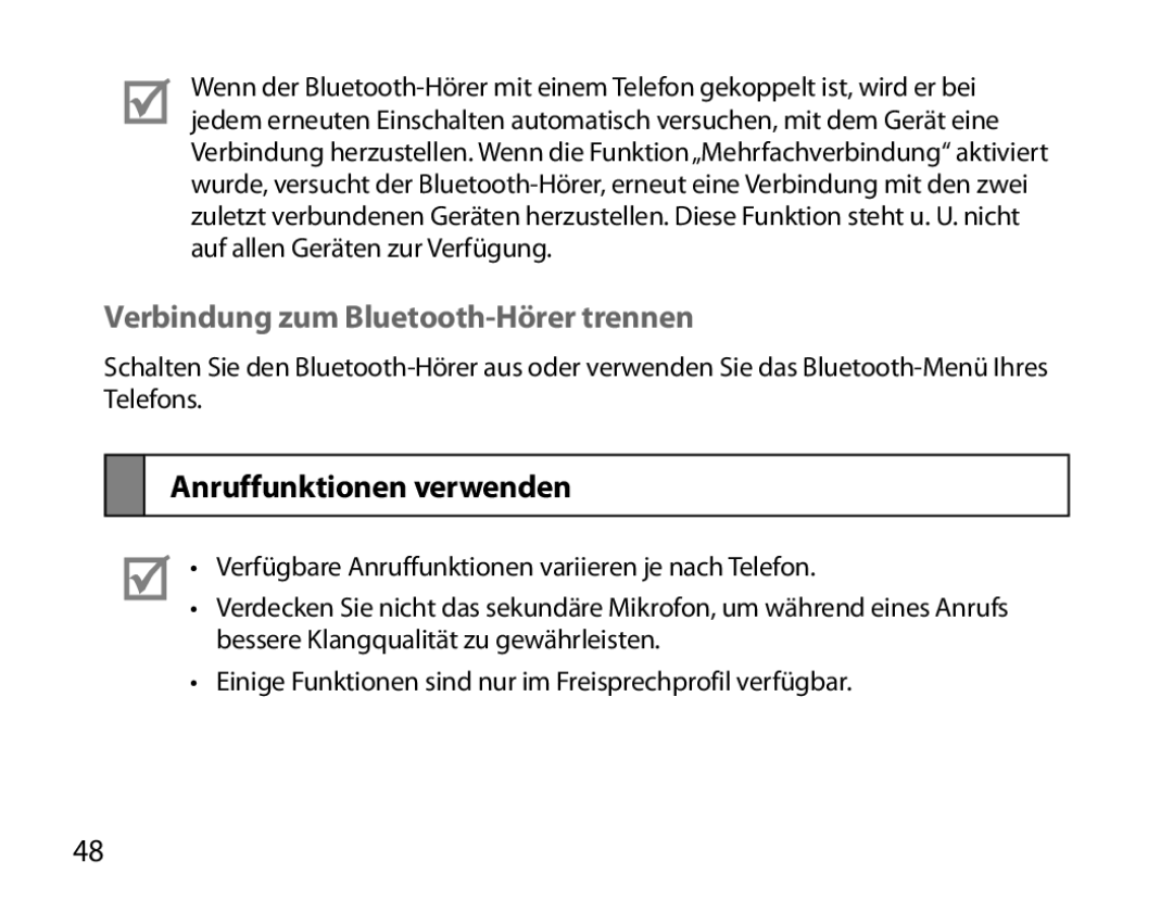 Samsung BHM6000EDECXEH manual Verbindung zum Bluetooth-Hörer trennen, Anruffunktionen verwenden 