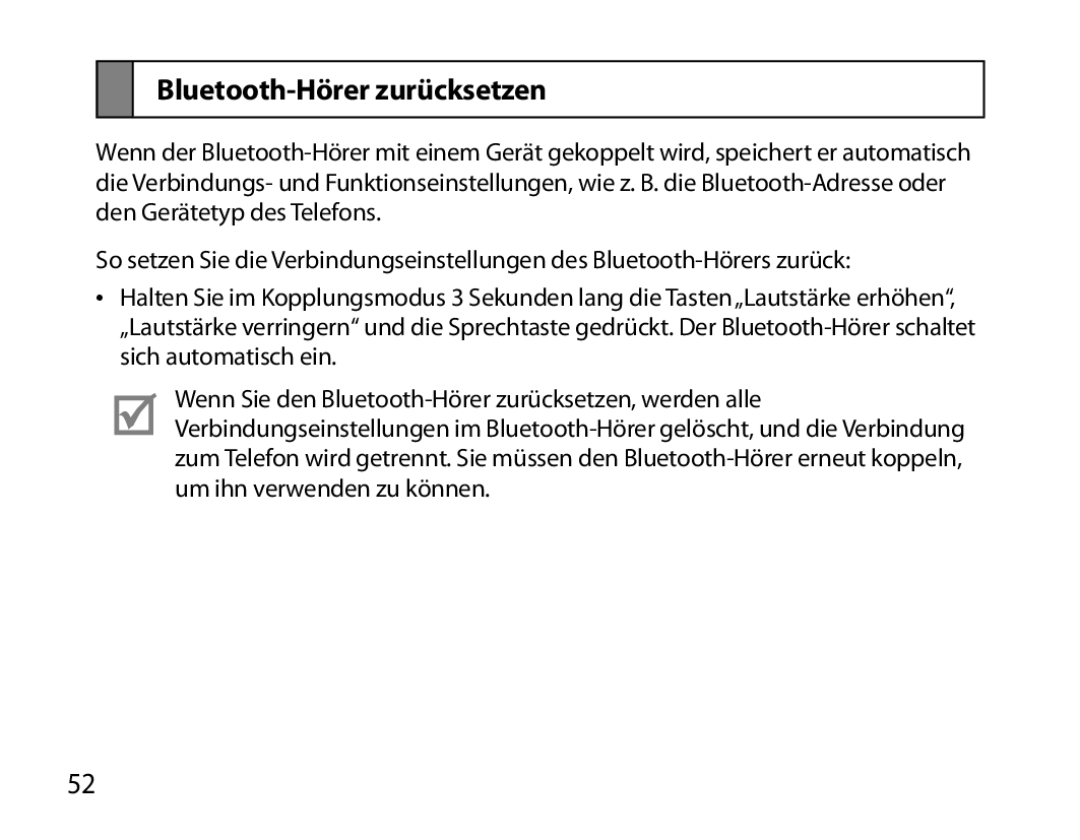 Samsung BHM6000EDECXEH manual Bluetooth-Hörer zurücksetzen 